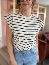 Load image into Gallery viewer, habitual ecru + black stripe luna top