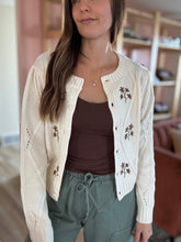 Load image into Gallery viewer, cream embroidered fall floral cardigan