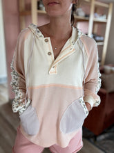 Load image into Gallery viewer, ivory + blush floral stripe hoodie