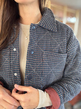 Load image into Gallery viewer, navy + red heirloom plaid quilted jacket