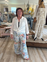 Load image into Gallery viewer, blue, green + orange floral wide leg pant
