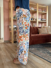 Load image into Gallery viewer, blue + orange floral wide leg pant