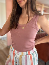 Load image into Gallery viewer, dusty mauve scoop ribbed tank