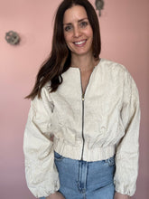Load image into Gallery viewer, ecru floral embroidered zip jacket