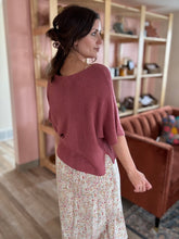 Load image into Gallery viewer, deep rose ribbed dolman sweater