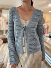 Load image into Gallery viewer, seafoam open knit tie front cardigan