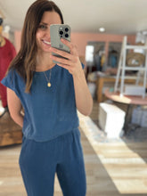 Load image into Gallery viewer, dark chambray wide leg pants