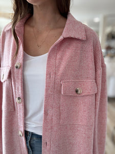 soft red ribbed jacket