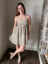 Load image into Gallery viewer, kiele olive +ivory woven striped dress