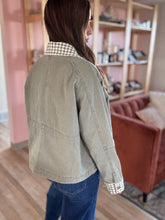 Load image into Gallery viewer, olive gingham barn jacket