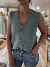 Load image into Gallery viewer, sage button knit vest