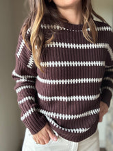 Load image into Gallery viewer, brown+cream stripe sweater