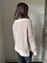 Load image into Gallery viewer, cream two-tone v-neck sweater