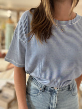 Load image into Gallery viewer, blue + white stripe knit top