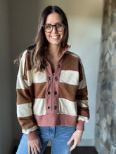 Load image into Gallery viewer, mauve + golden brown striped pullover