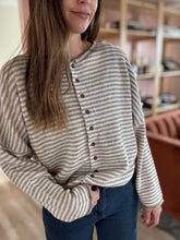 Load image into Gallery viewer, mocha stripe button cardigan