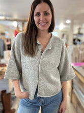 Load image into Gallery viewer, grey half sleeve button cardigan