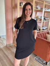 Load image into Gallery viewer, black ribbed t-shirt dress