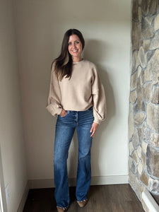 cream on a stroll ribbed pullover