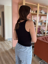 Load image into Gallery viewer, black v-neck double layer tank