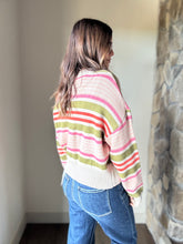 Load image into Gallery viewer, THML olive + pink stripe sweater