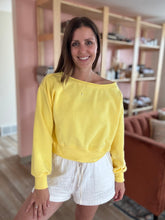 Load image into Gallery viewer, abbie yellow off shoulder sweatshirt