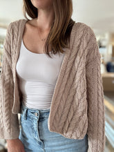 Load image into Gallery viewer, tan lightweight cable cardigan