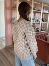 Load image into Gallery viewer, mocha checkered sweater