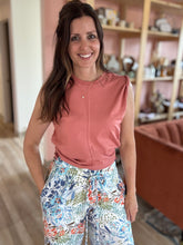 Load image into Gallery viewer, blue, green + orange floral wide leg pant