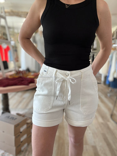 judy blue high waist white jogger shorts