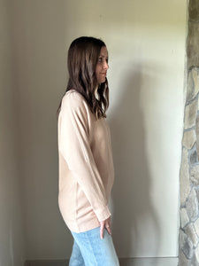 warm taupe ribbed dolman sweater