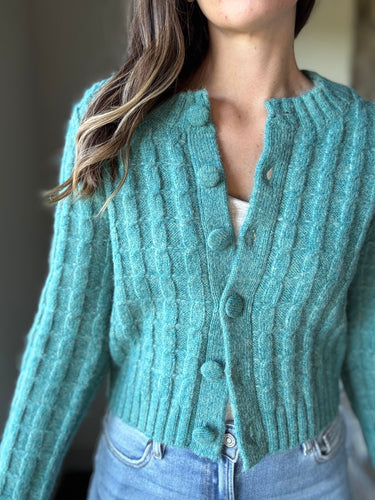 vintage pine chunky cable cardigan