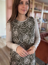 Load image into Gallery viewer, olive suede embroidered dress
