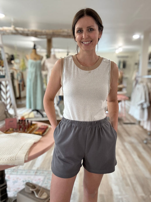 vintage charcoal french terry shorts