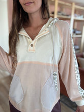 Load image into Gallery viewer, ivory + blush floral stripe hoodie