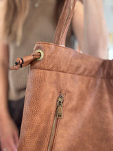 Load image into Gallery viewer, saddle brown soft leather drawstring purse