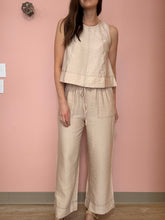 Load image into Gallery viewer, oatmeal contrast stitch flowy pants