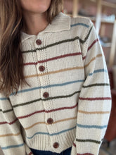 Load image into Gallery viewer, retro fall stripe button cardi
