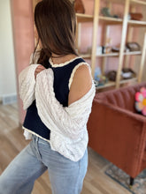 Load image into Gallery viewer, white lightweight cable cardigan