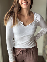 Load image into Gallery viewer, off white notched ribbed long sleeve tee