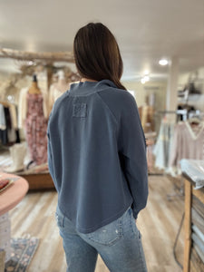 denim ribbed henley pullover