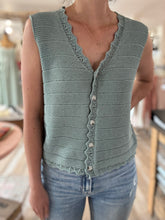 Load image into Gallery viewer, sage button knit vest
