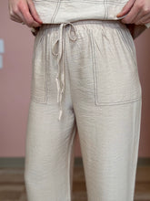 Load image into Gallery viewer, oatmeal contrast stitch flowy pants