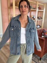 Load image into Gallery viewer, mineral washed knit denim jacket