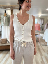 Load image into Gallery viewer, ivory ribbed button tank