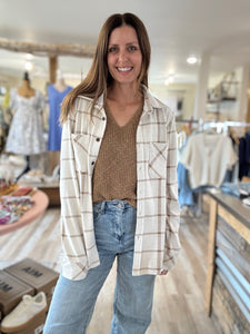 ultra soft cream plaid button down flannel