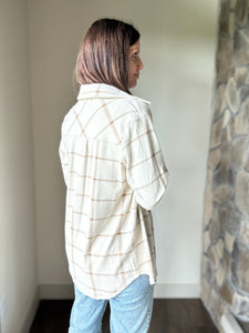 ultra soft cream plaid button down flannel