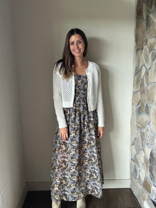 cream crochet button cardigan