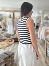 Load image into Gallery viewer, navy+white knit stripe vest