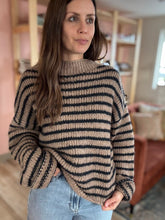Load image into Gallery viewer, khaki + black stripe mock sweater